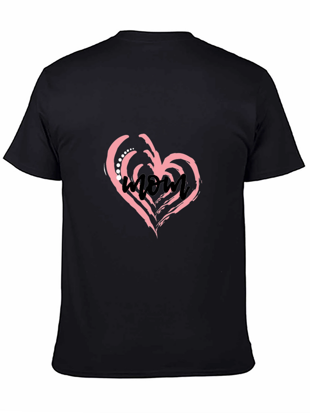 Stylish Black T-Shirt with Mom Heart Design