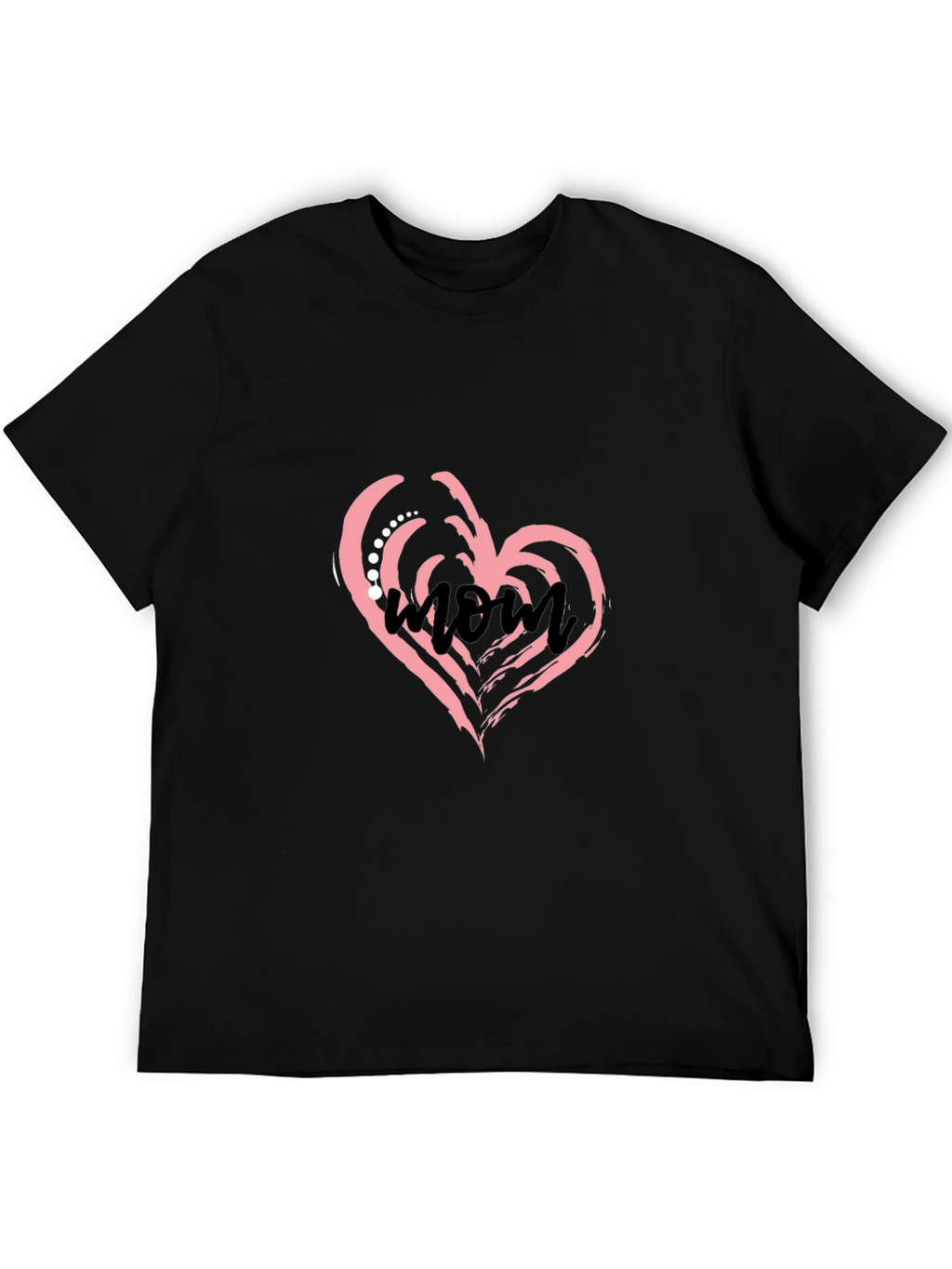 Stylish Black T-Shirt with Mom Heart Design