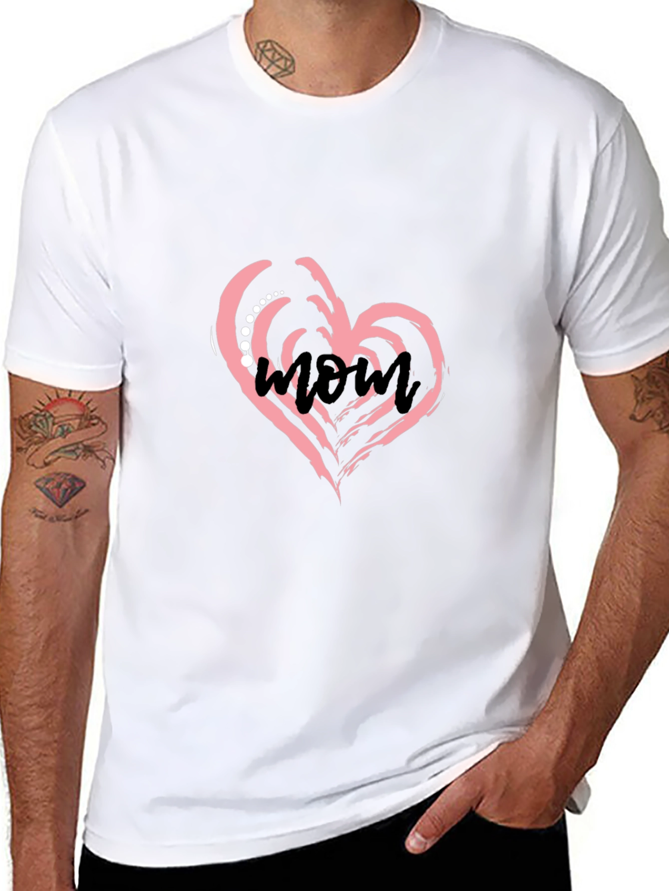 Stylish Black T-Shirt with Mom Heart Design