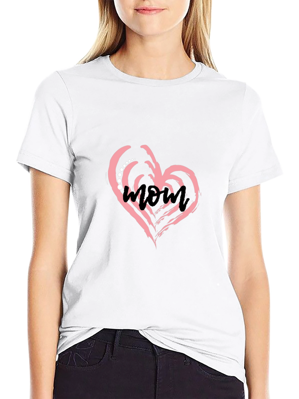 Stylish Black T-Shirt with Mom Heart Design