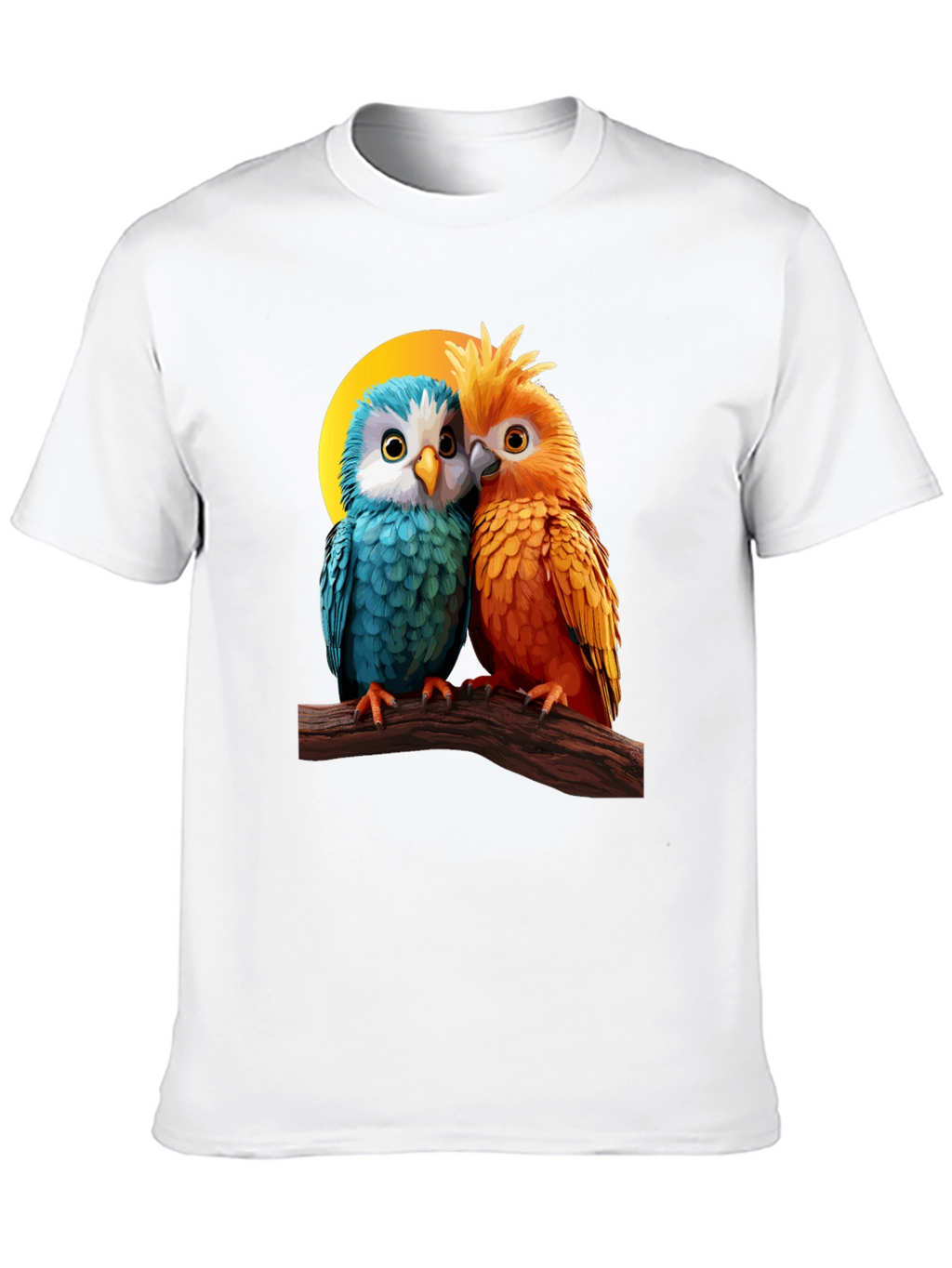 Cute Parrot Couple Graphic T-Shirt