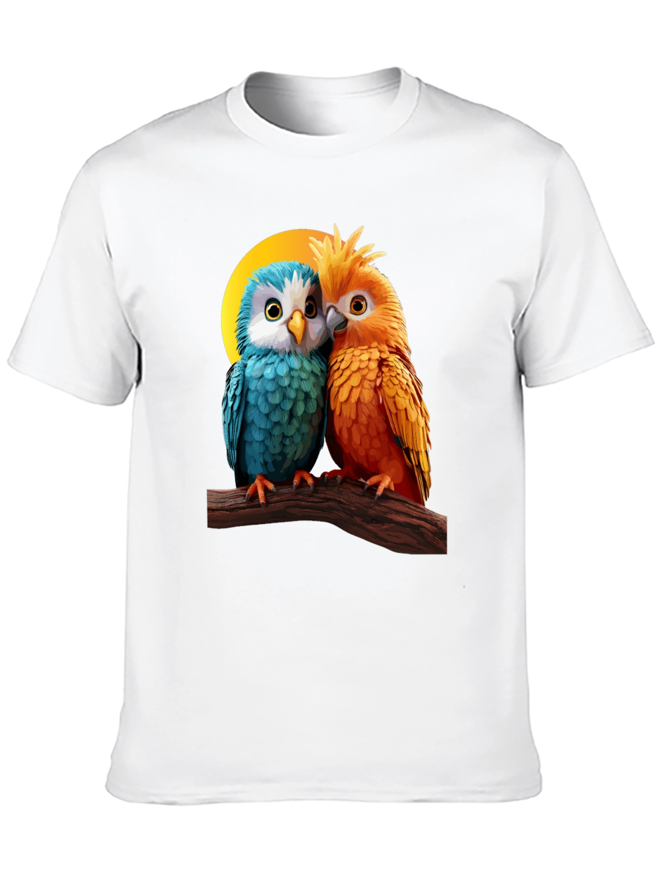 Cute Parrot Couple Graphic T-Shirt