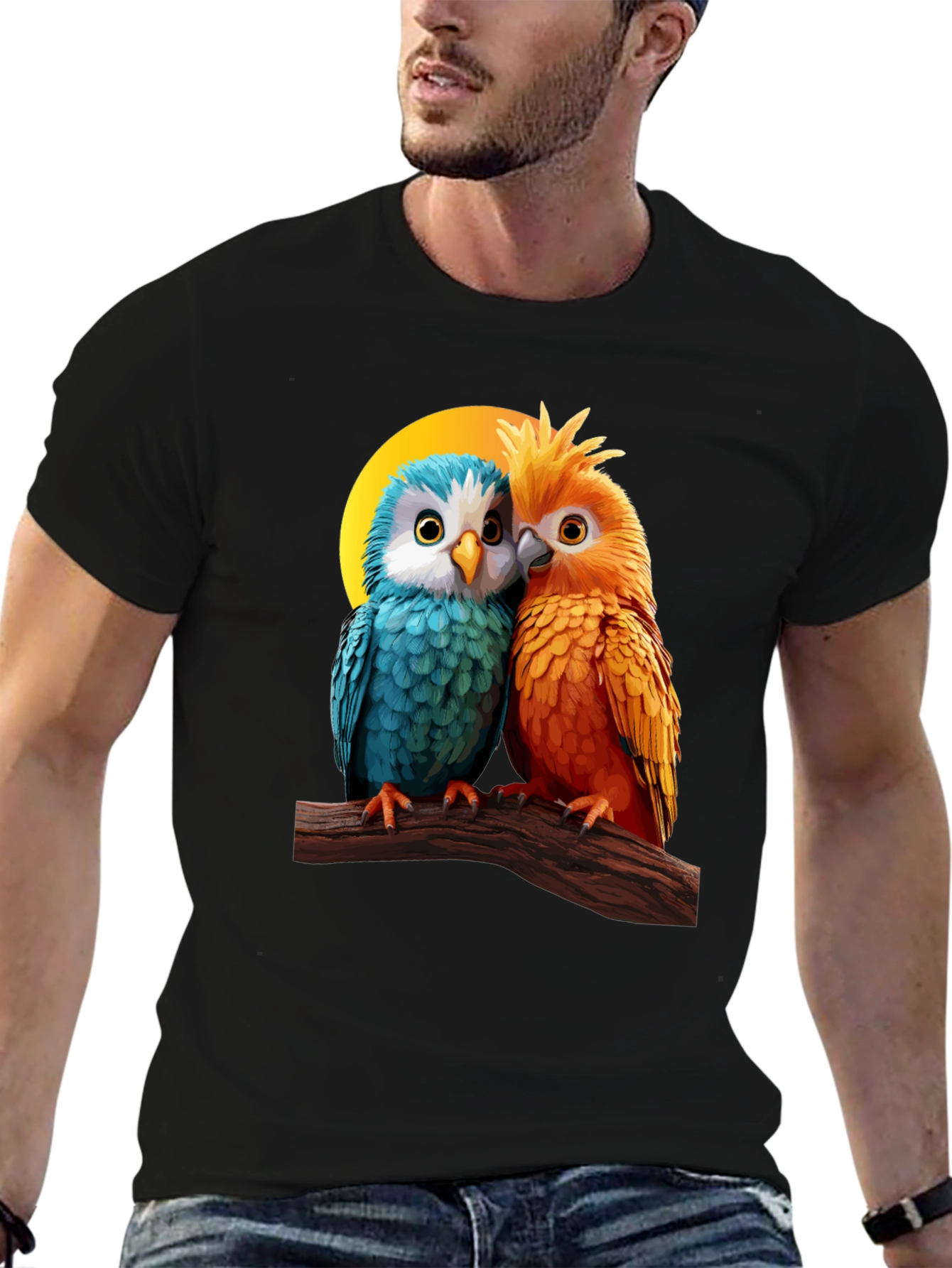 Cute Parrot Couple Graphic T-Shirt