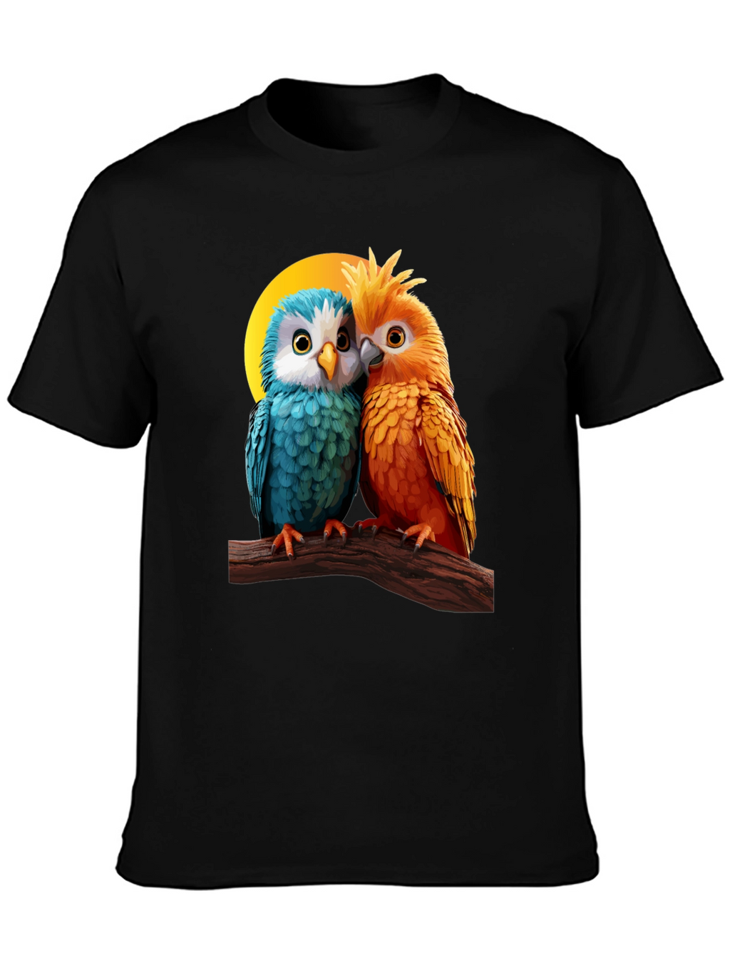 Cute Parrot Couple Graphic T-Shirt