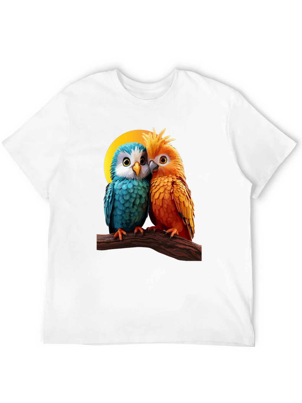 Cute Parrot Couple Graphic T-Shirt