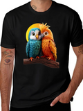 Cute Parrot Couple Graphic T-Shirt