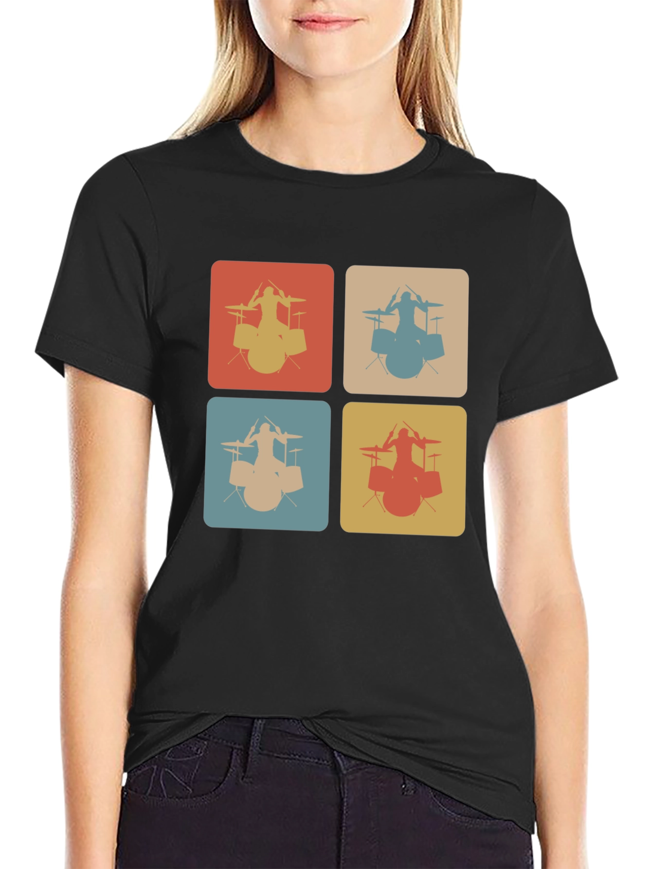 Retro Drummer T-Shirt - Vintage Style Music Tee