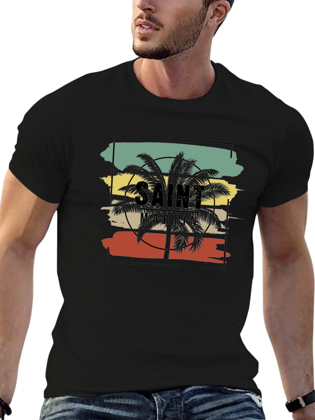 Saint Martin Palm Tree Graphic T-Shirt