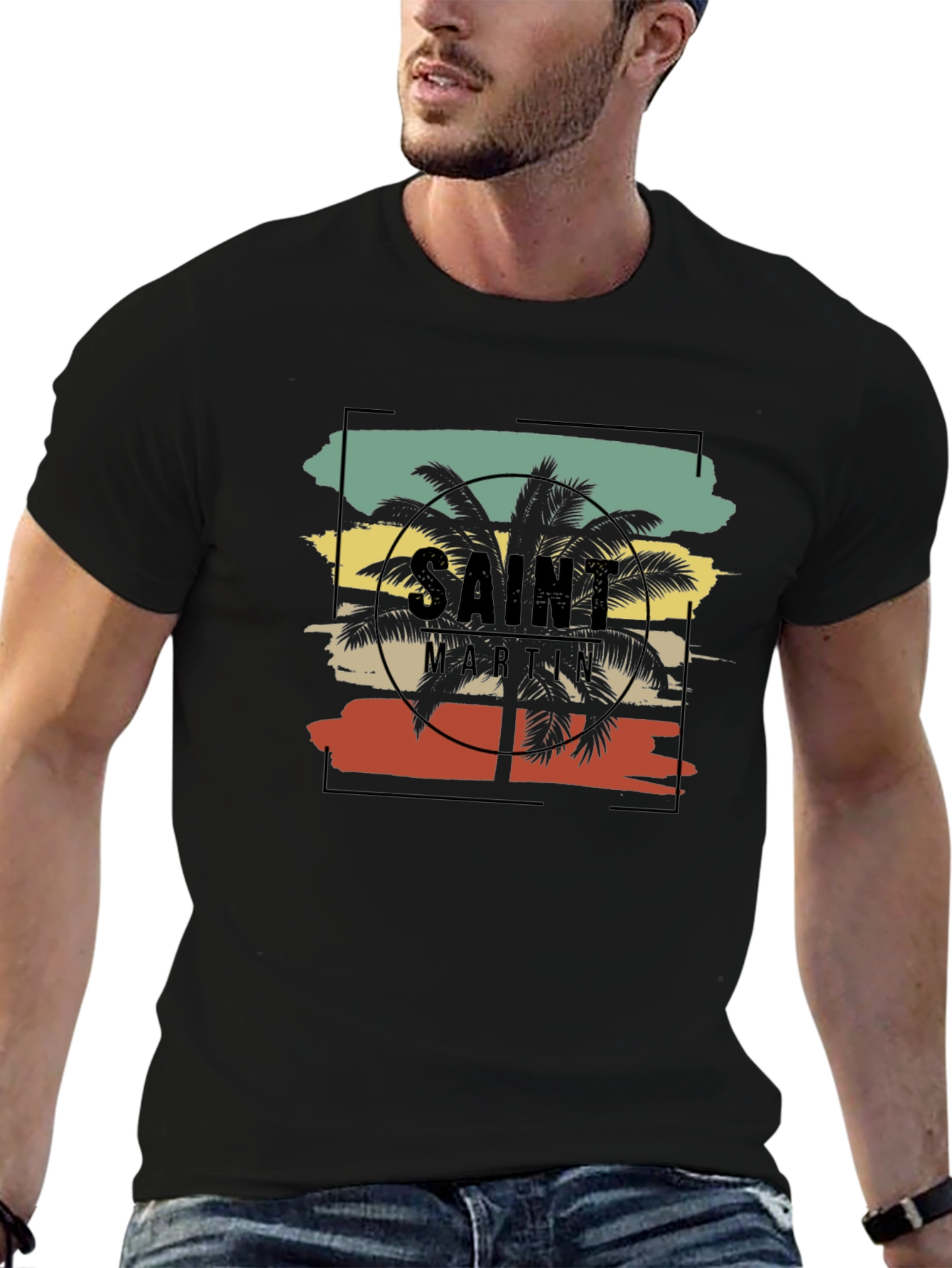 Saint Martin Palm Tree Graphic T-Shirt