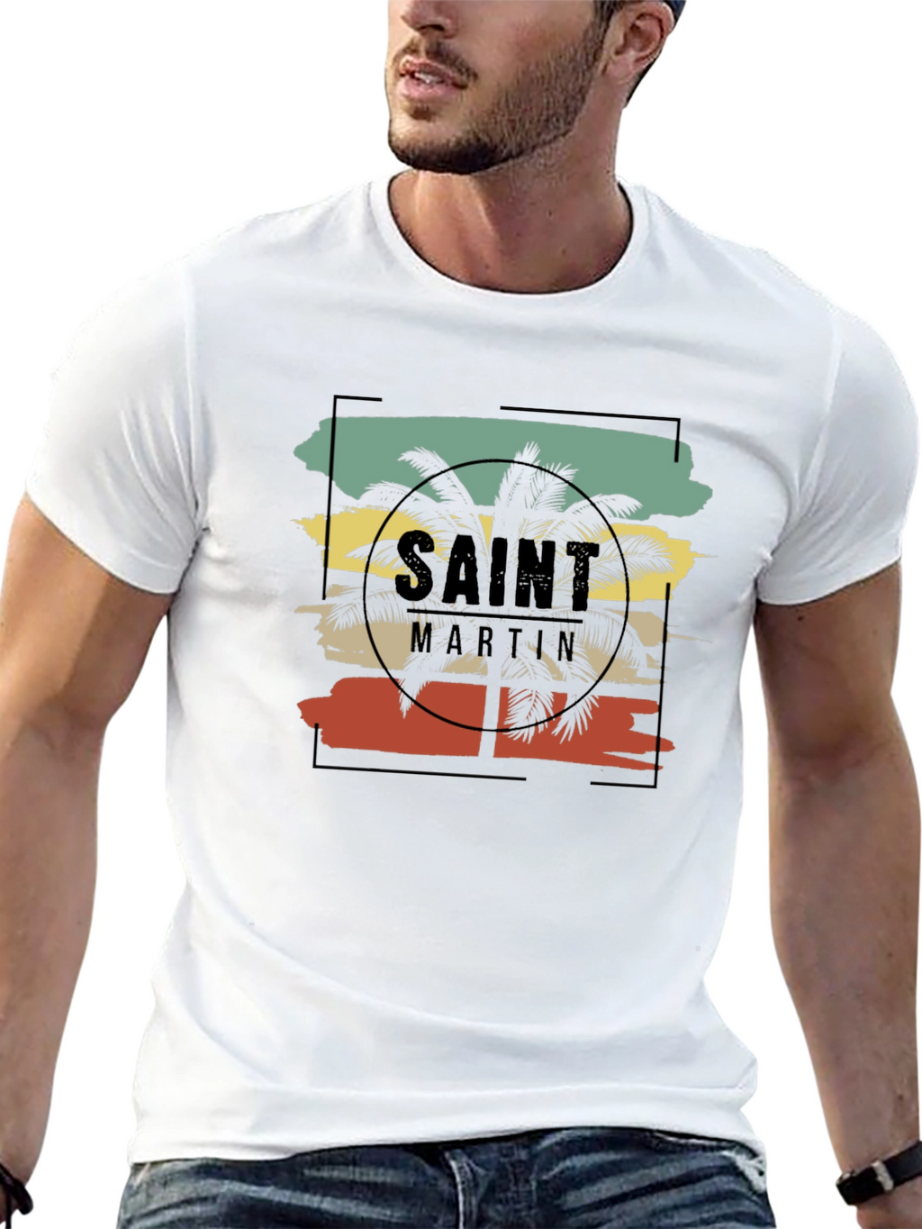 Saint Martin Palm Tree Graphic T-Shirt