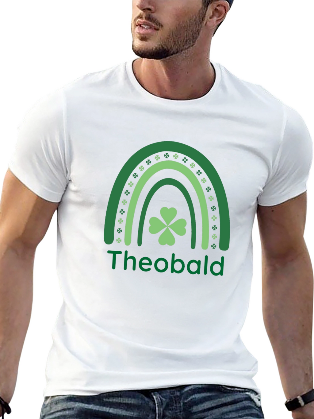 St. Patricks Day Theobald Rainbow Shamrock T-Shirt