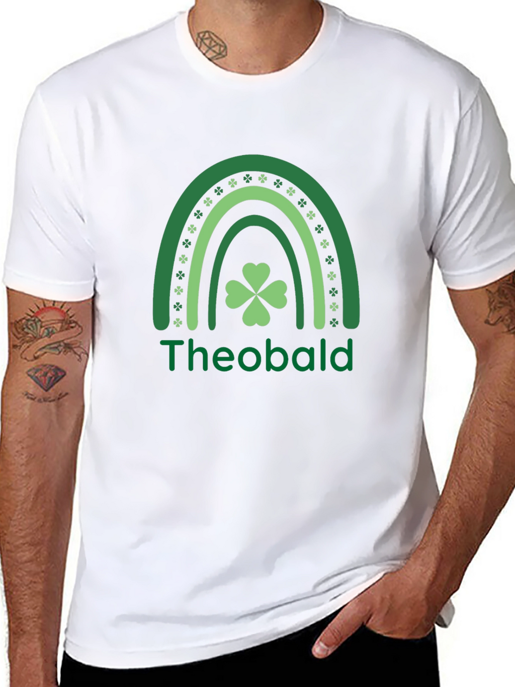 St. Patricks Day Theobald Rainbow Shamrock T-Shirt