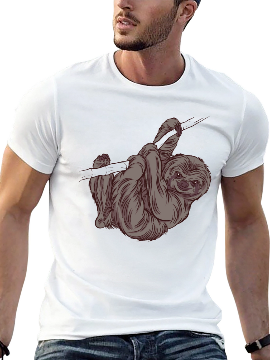 Sloth Graphic Tee -  Relaxed Style Soft Cotton