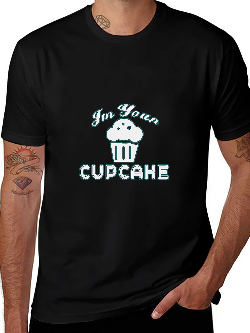 Im Your Cupcake Graphic Tee - Black Cotton T-Shirt