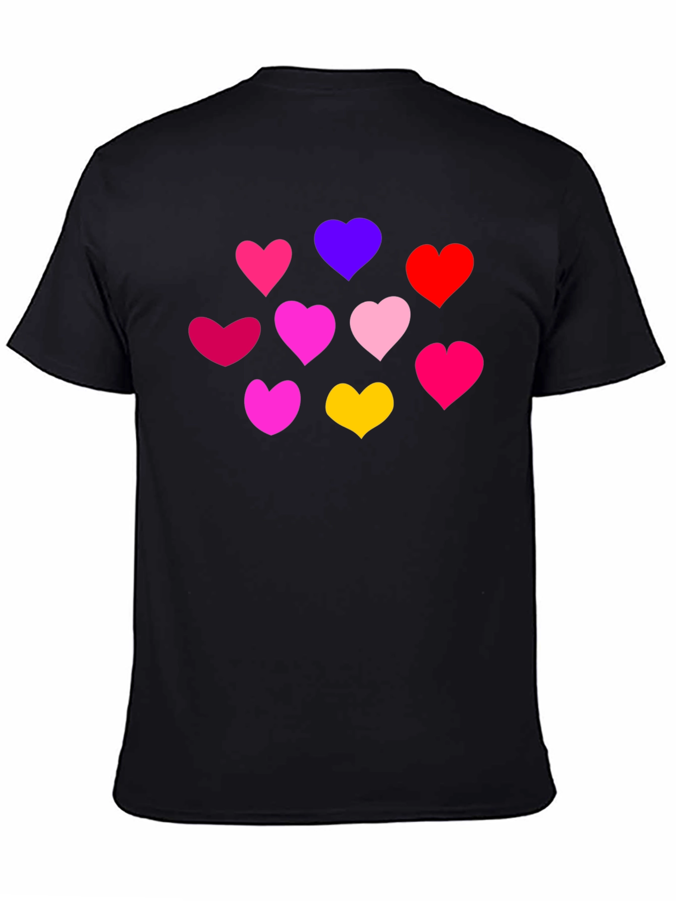 Heartful Tee: Colorful Hearts on Black Shirt