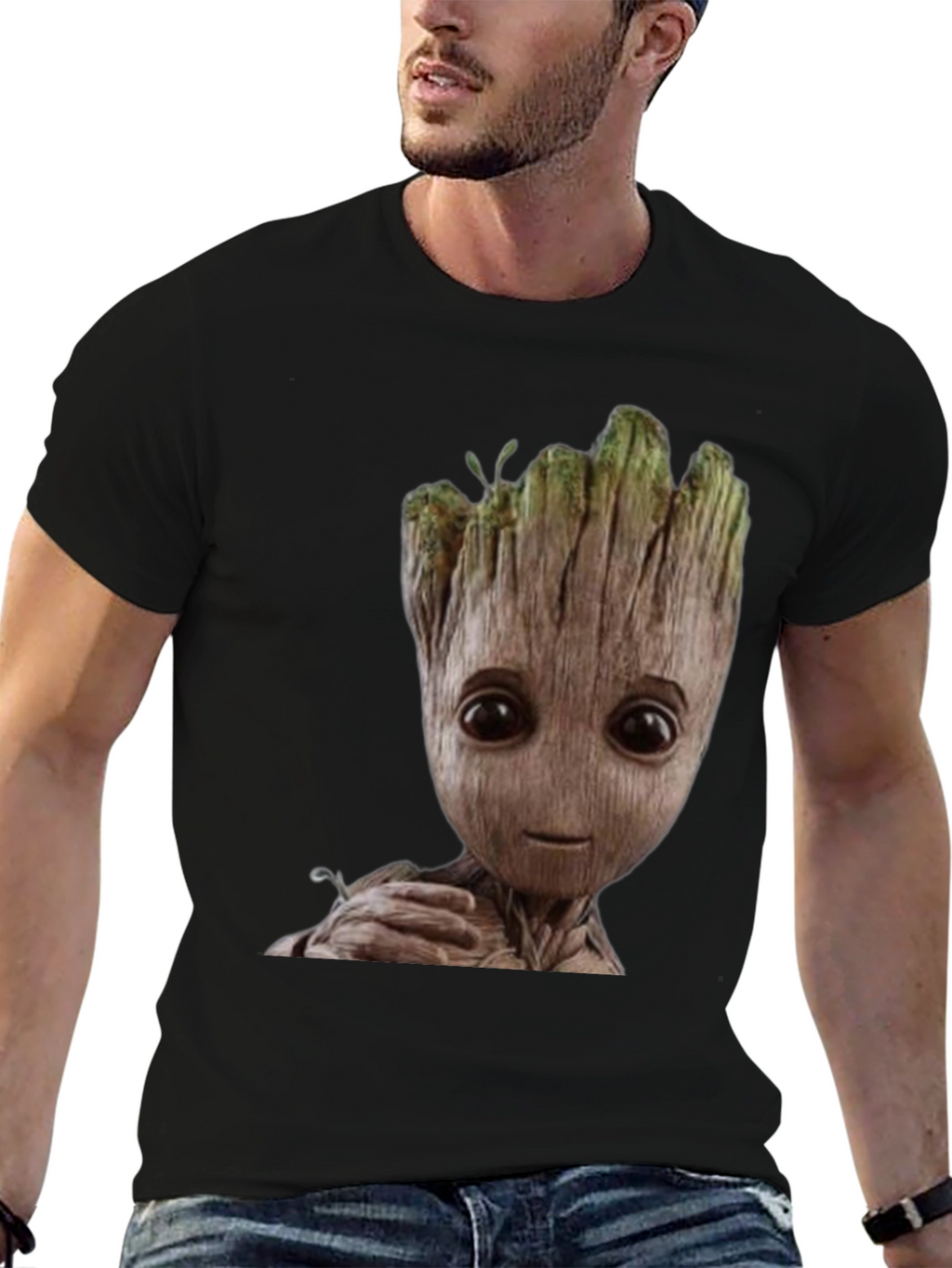 Groot Graphic Print Black T-Shirt