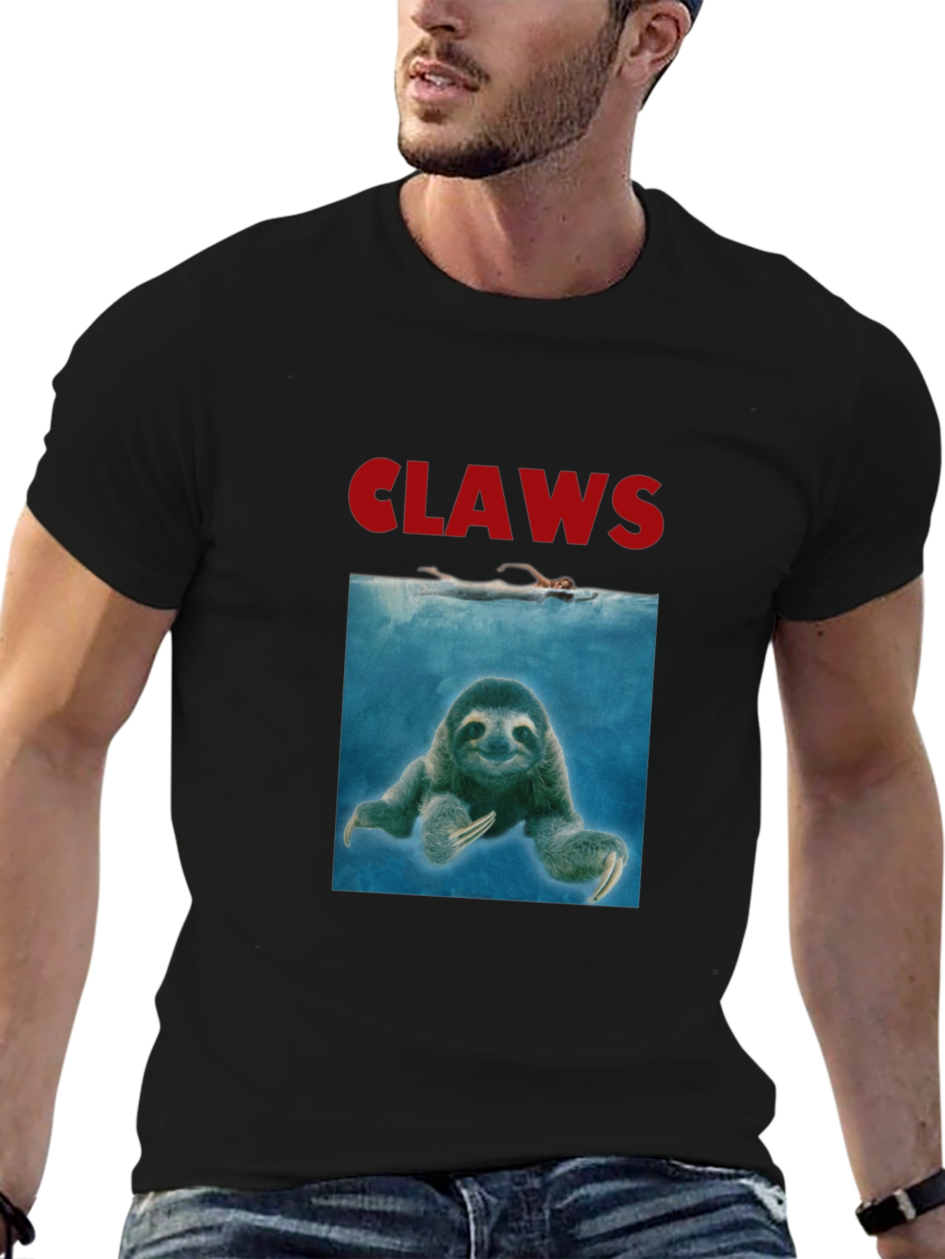 Claws Sloth Graphic T-Shirt Funny Jaws Parody