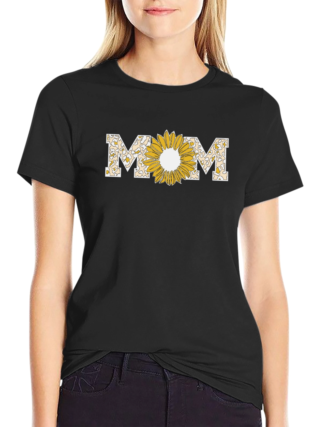 Sunflower MOM Graphic T-Shirt - Black
