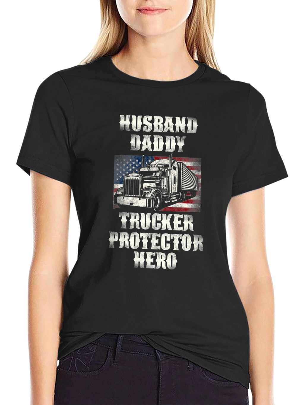 Husband Daddy Trucker Hero Graphic Tee