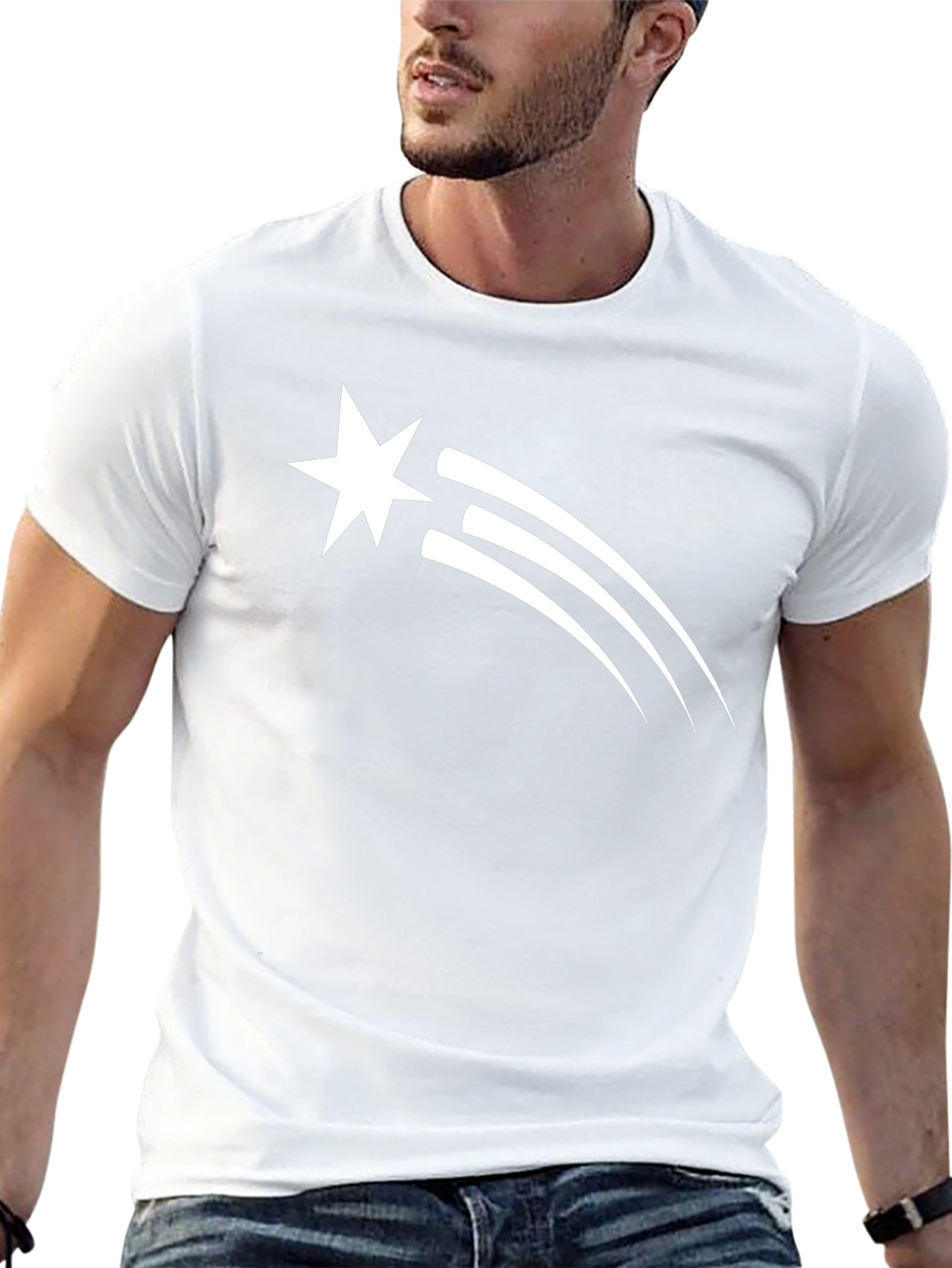 Star Trail Graphic Tee - Black Cotton T-Shirt