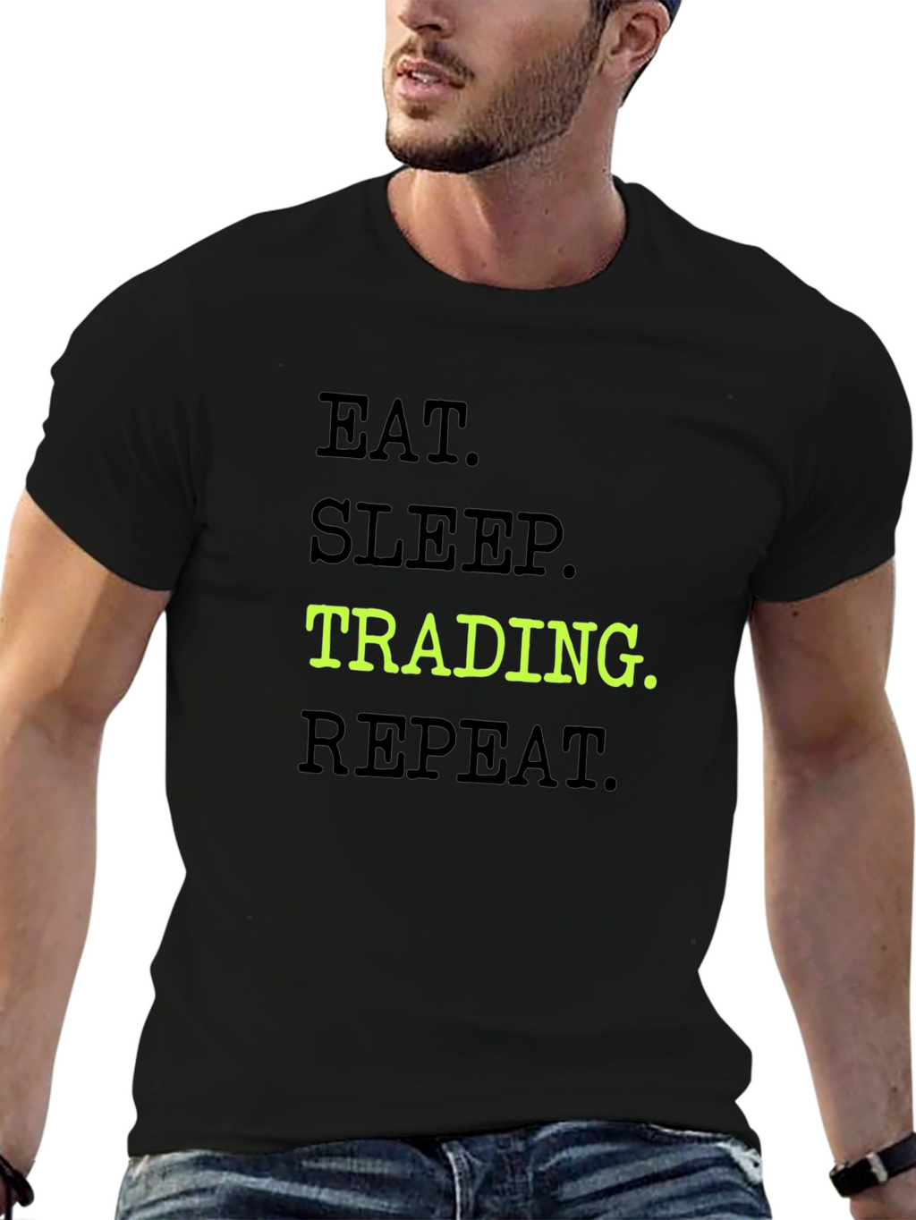 Eat Sleep Trading Repeat Black Graphic Tee