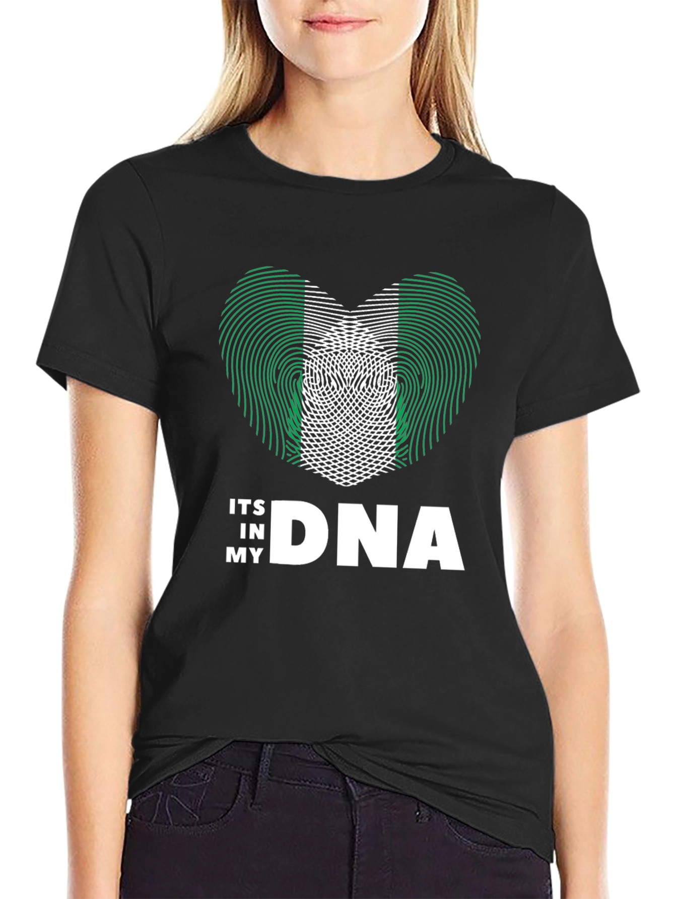 Nigeria Flag Heart DNA T-Shirt - Patriotic Pride