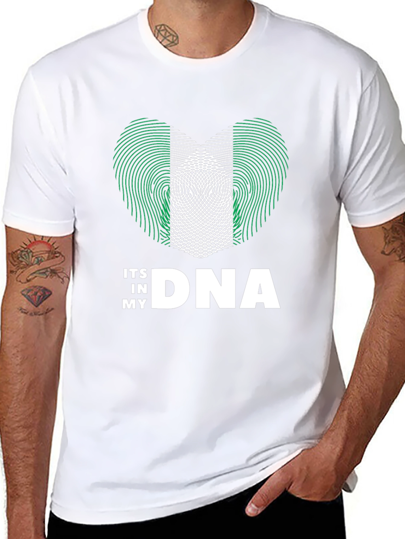 Nigeria Flag Heart DNA T-Shirt - Patriotic Pride