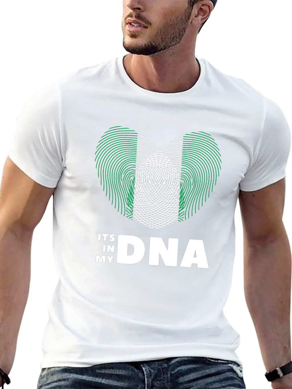 Nigeria Flag Heart DNA T-Shirt - Patriotic Pride