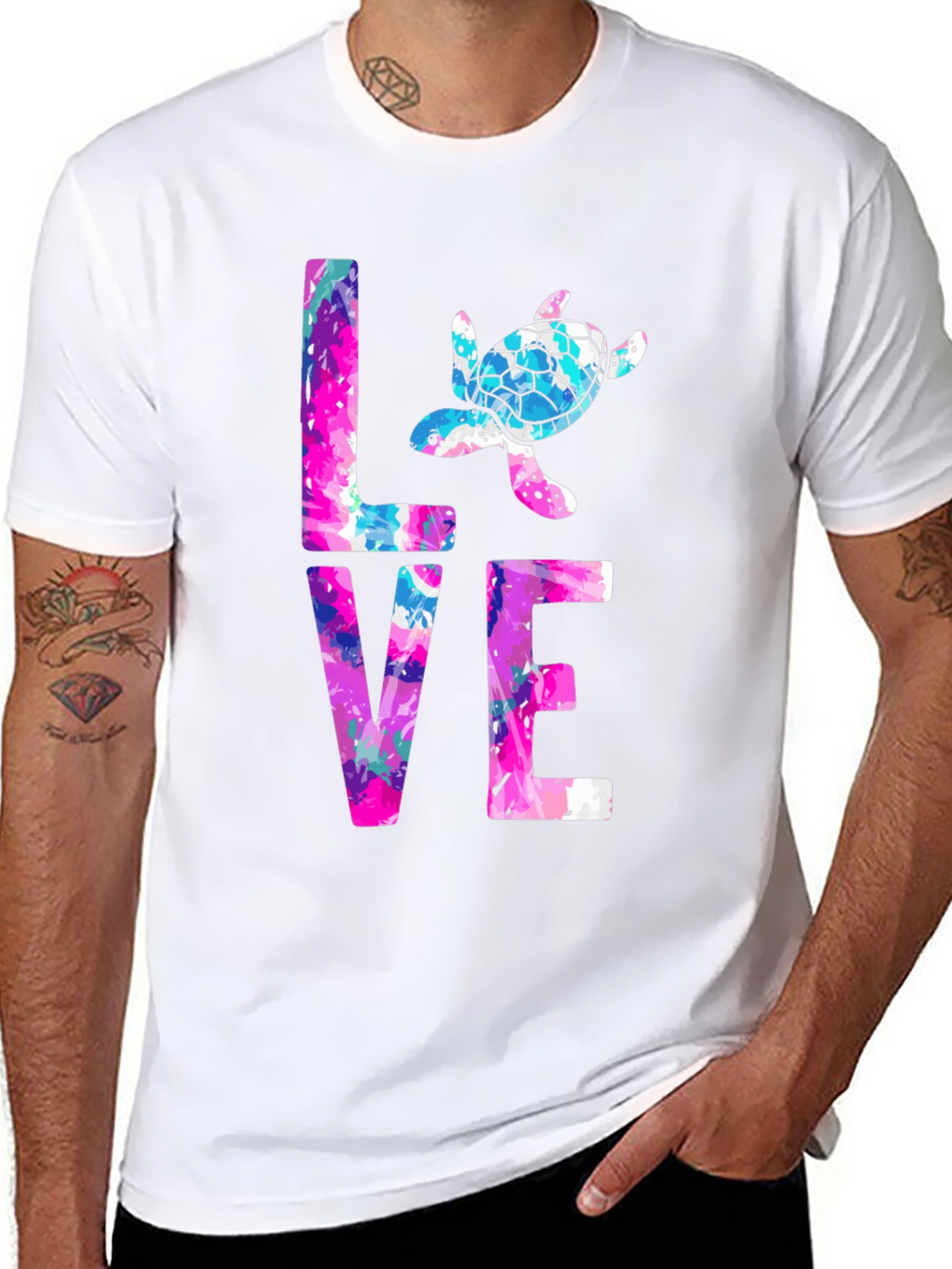 Turtle Love Graphic Tee - Black Cotton Blend