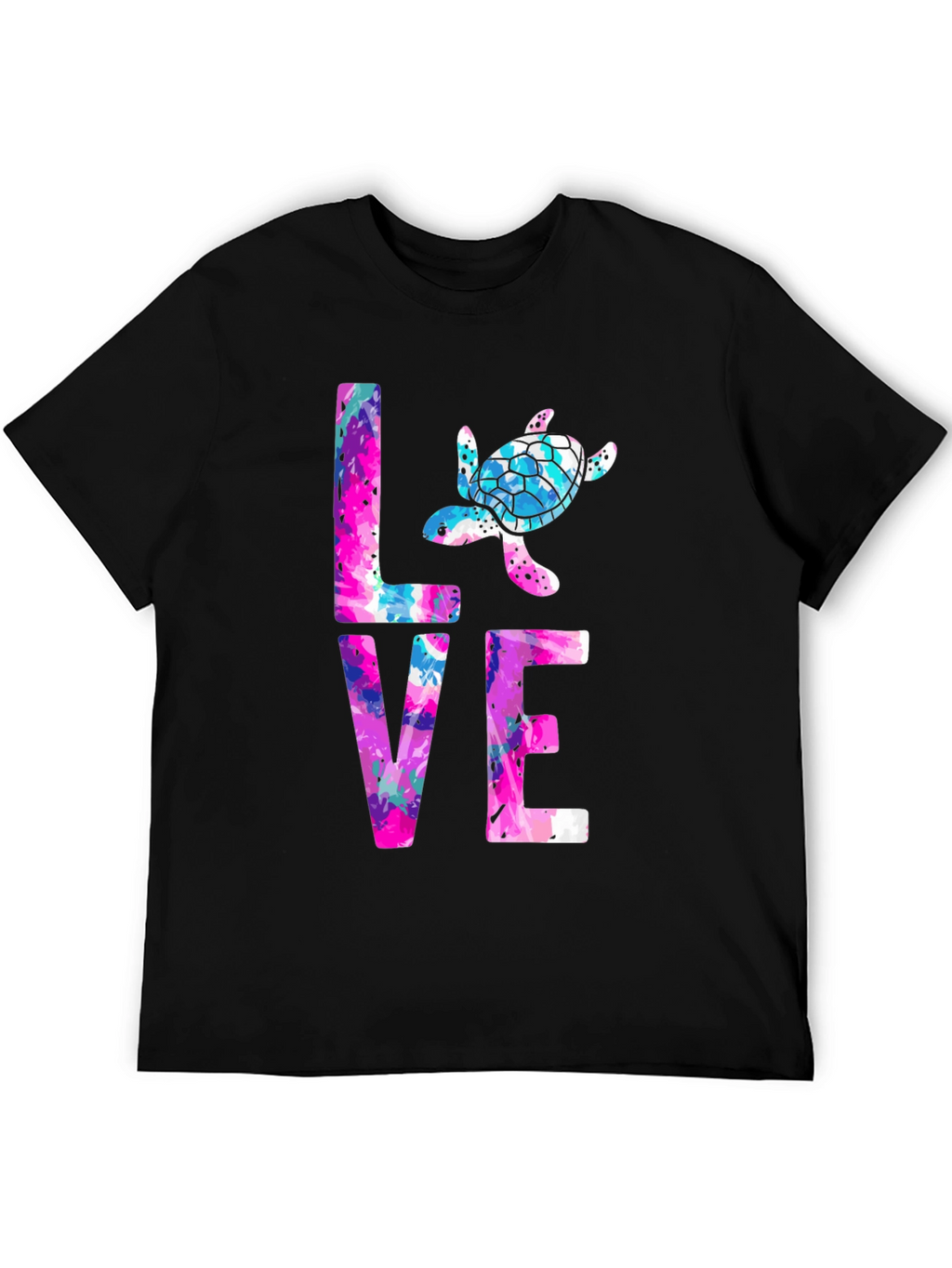 Turtle Love Graphic Tee - Black Cotton Blend
