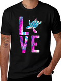 Turtle Love Graphic Tee - Black Cotton Blend