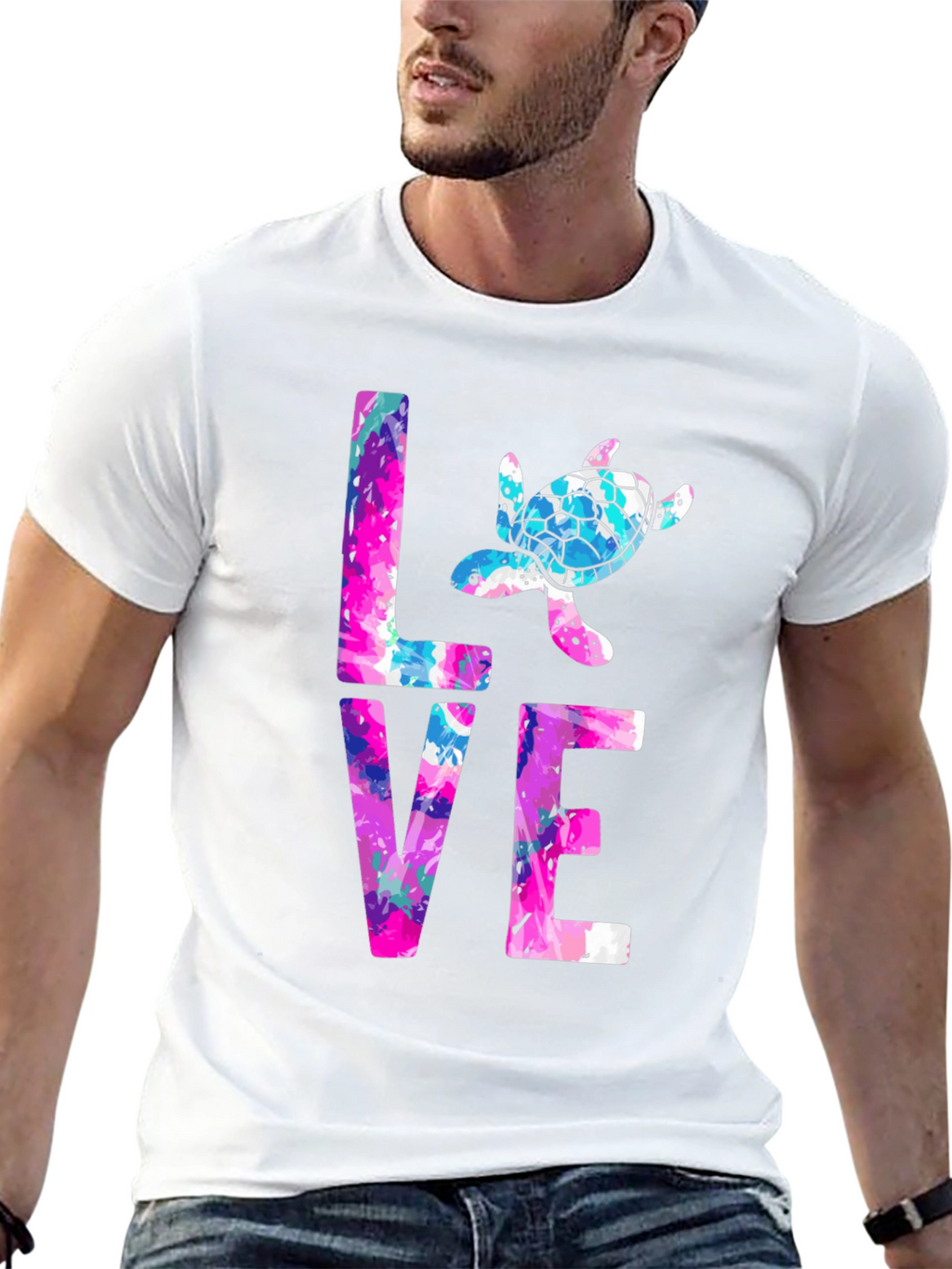 Turtle Love Graphic Tee - Black Cotton Blend