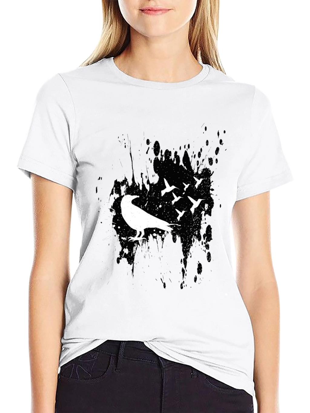 Mens Crow and Bird Silhouette Graphic Tee