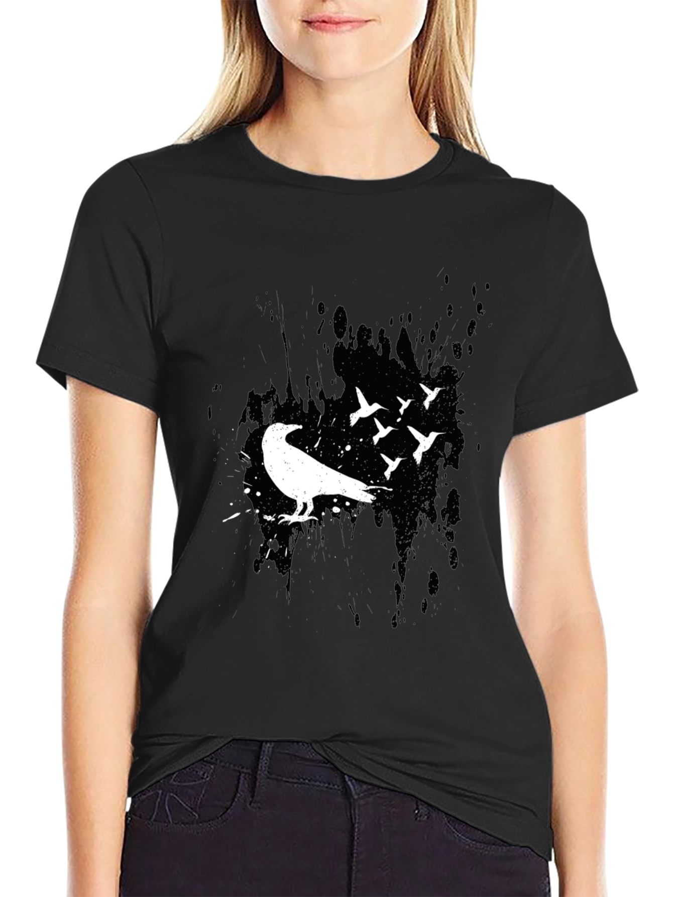 Mens Crow and Bird Silhouette Graphic Tee