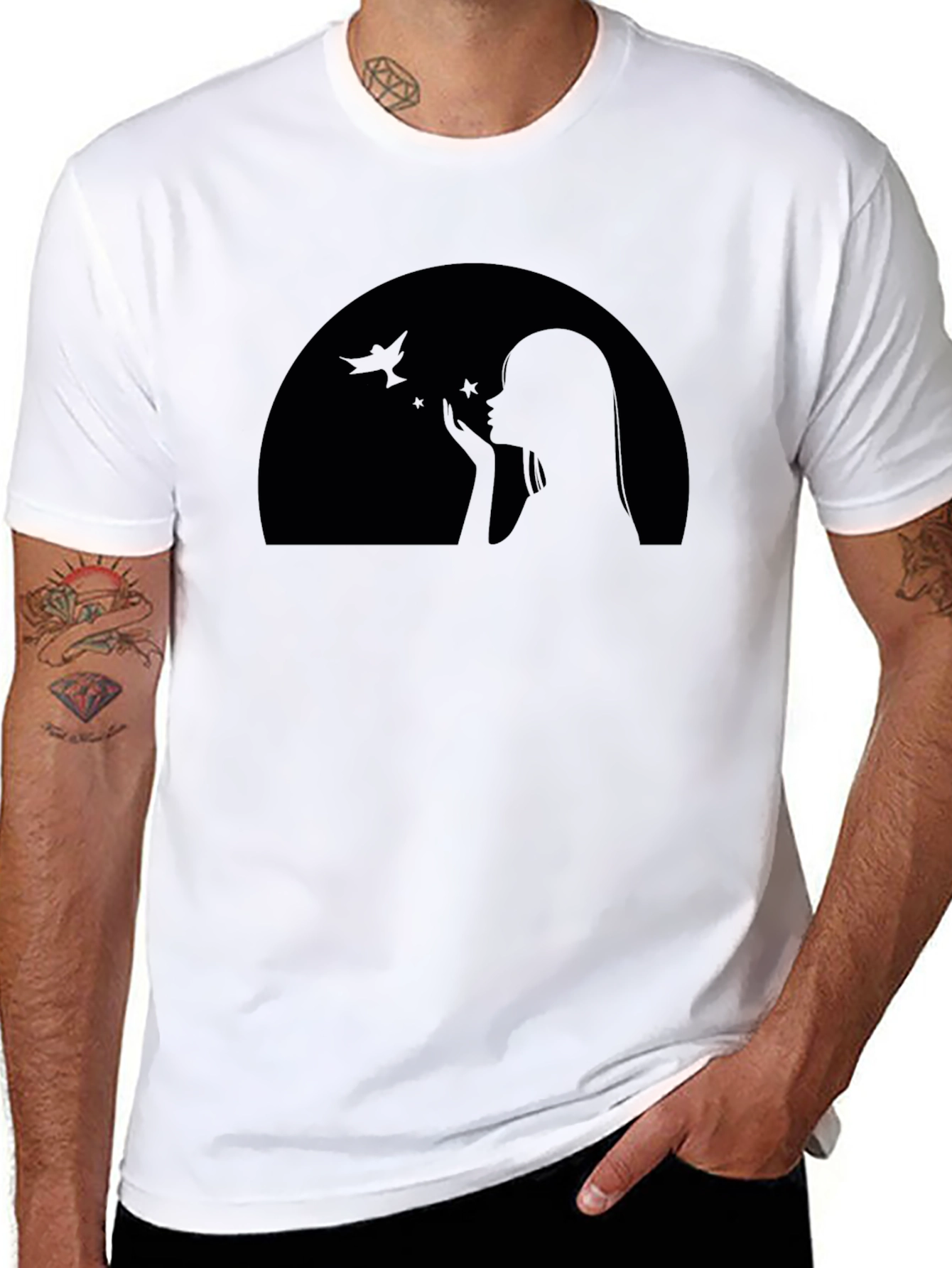 Black Graphic T-Shirt - Silhouette Design
