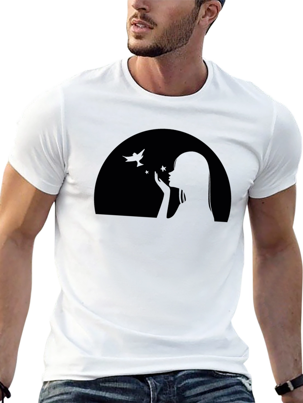 Black Graphic T-Shirt - Silhouette Design