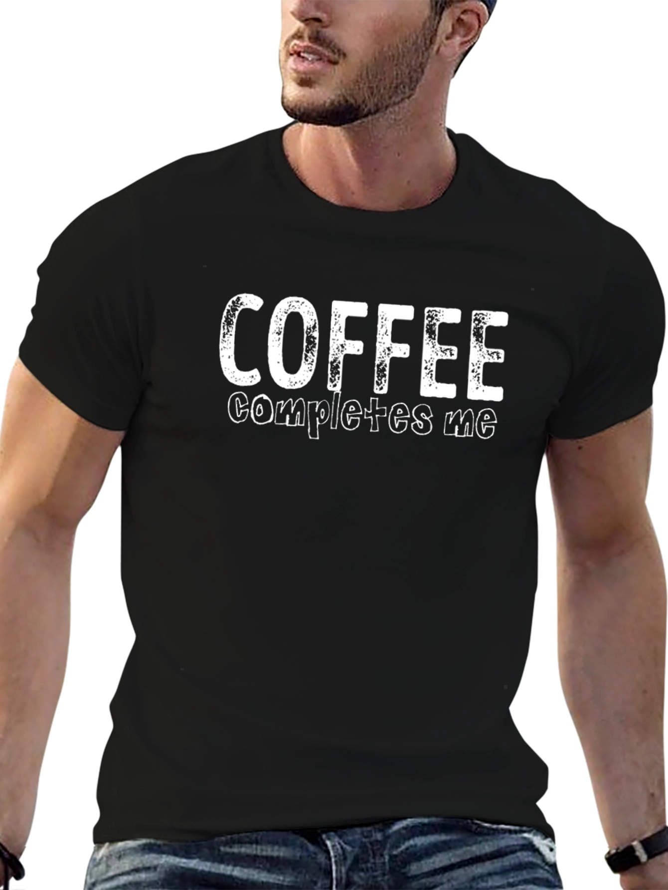 Coffee Completes Me Graphic Tee - Black