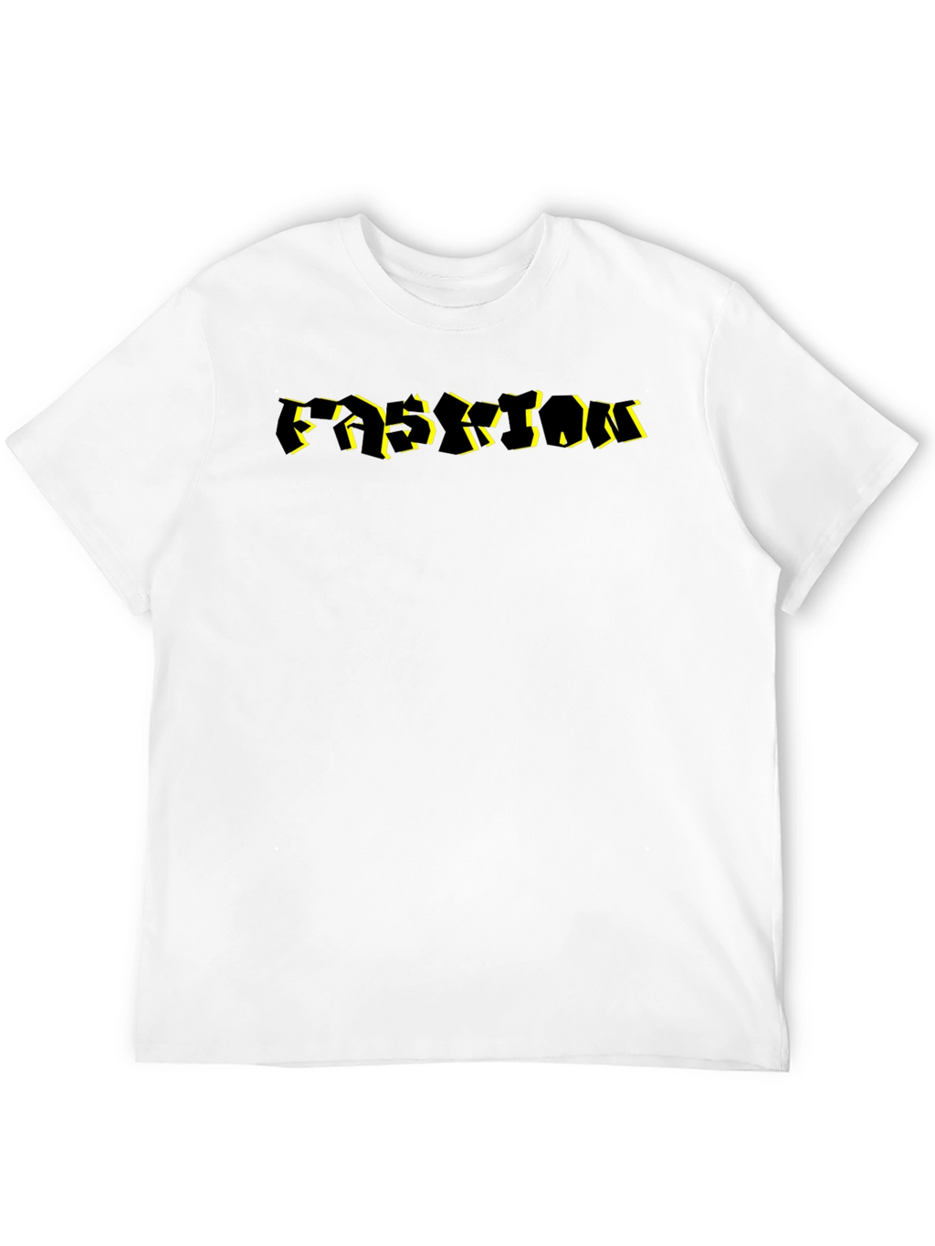 Abstract Black T-Shirt with Yellow Accent Lettering