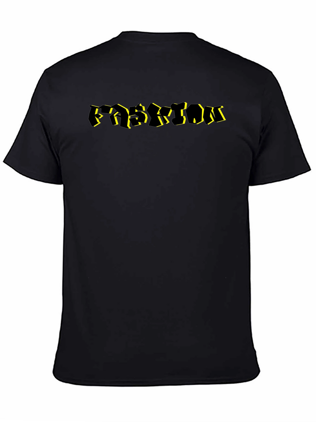 Abstract Black T-Shirt with Yellow Accent Lettering