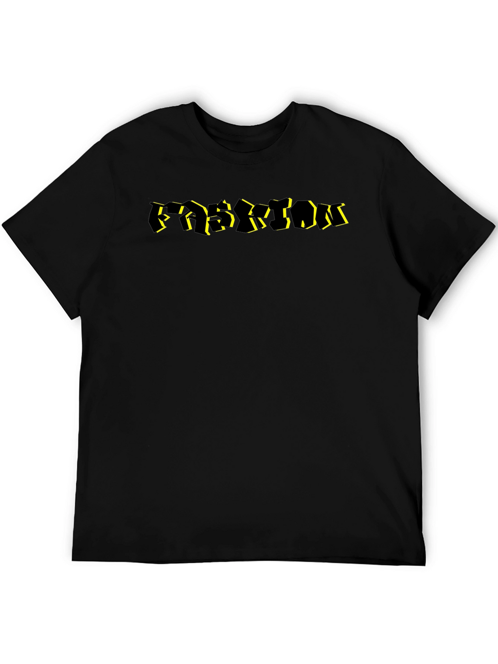 Abstract Black T-Shirt with Yellow Accent Lettering