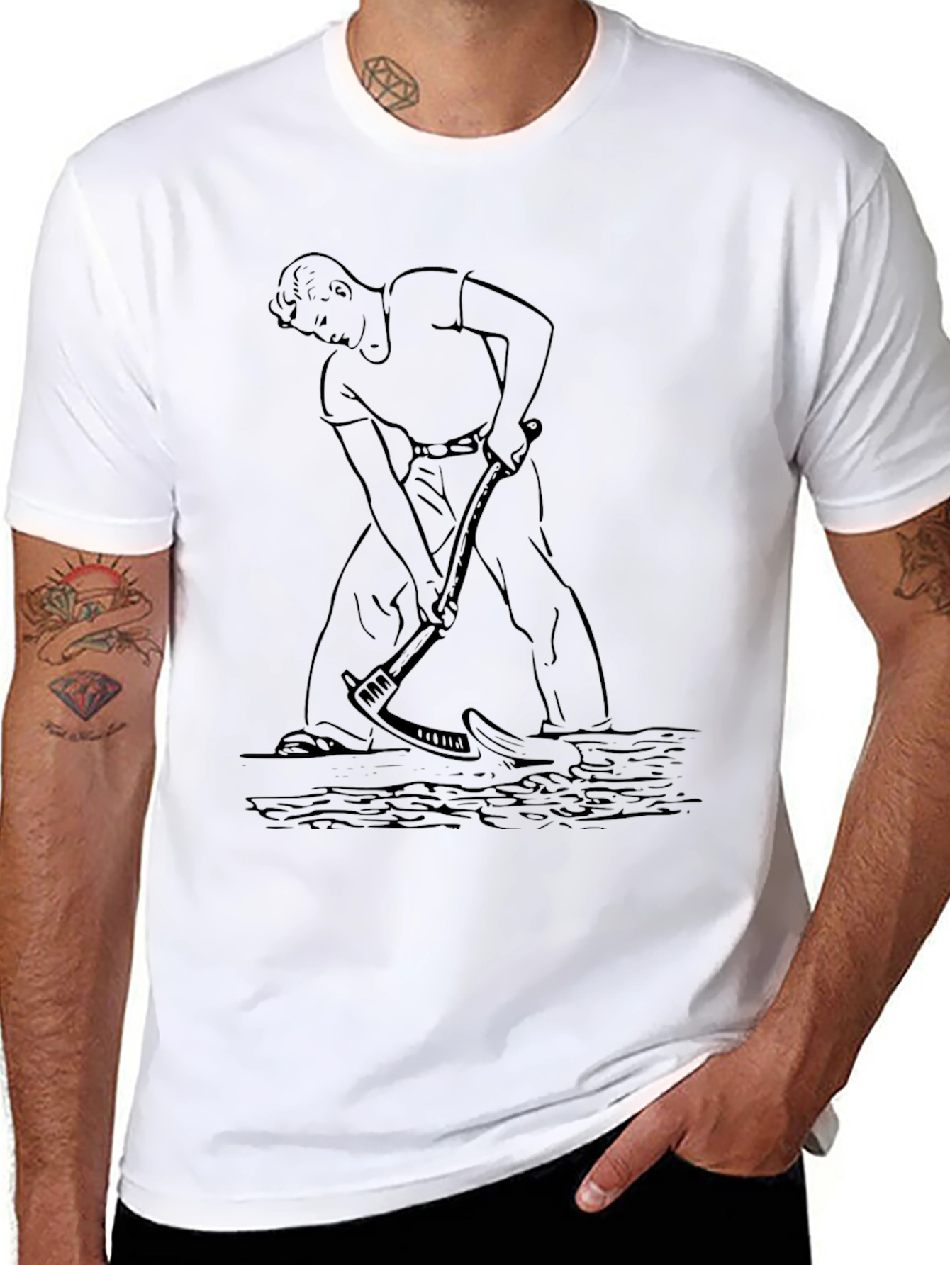 Mens Black Graphic Tee - Farmer Design