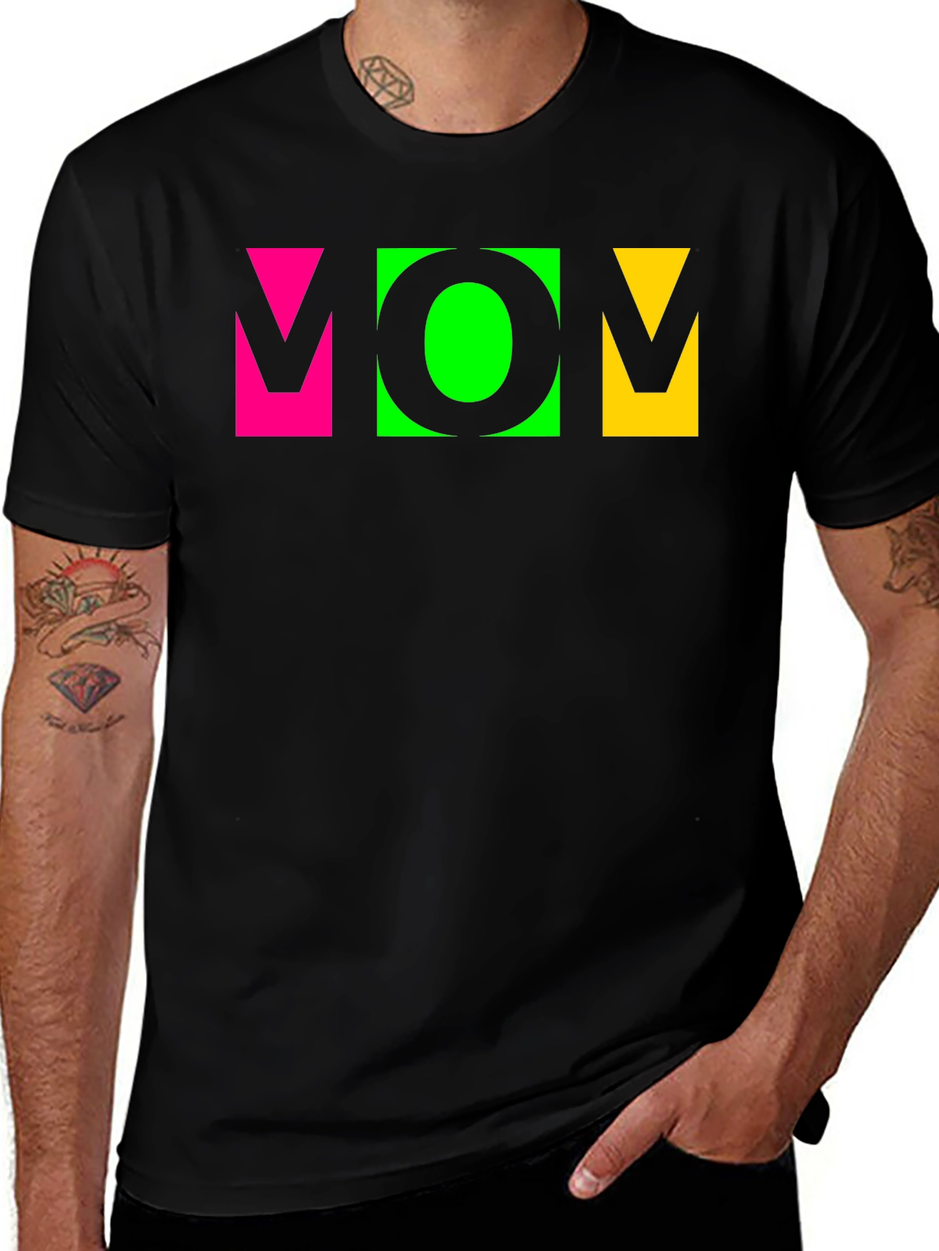 Vibrant MOM Graphic Tee - Stylish Crew Neck T-Shirt