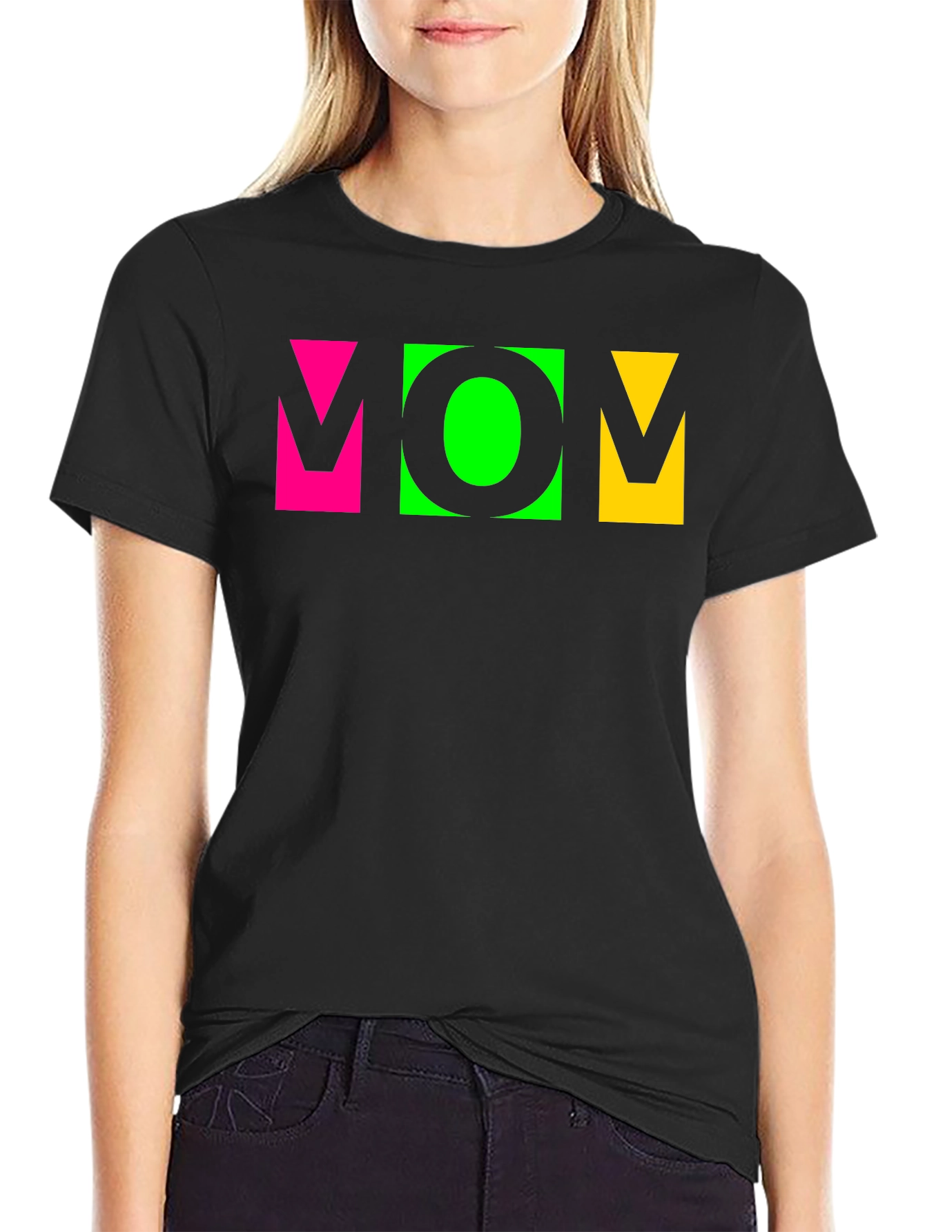 Vibrant MOM Graphic Tee - Stylish Crew Neck T-Shirt