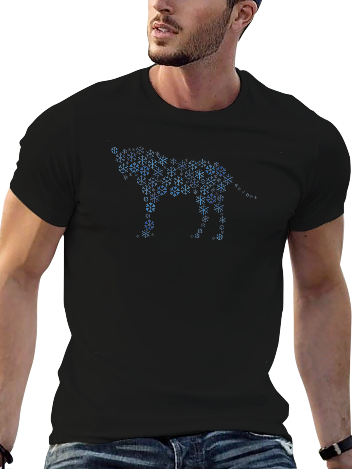 Snowflake Wolf Graphic Tee - Black