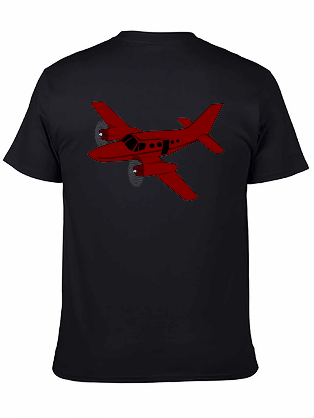 Red Airplane Graphic Black T-Shirt