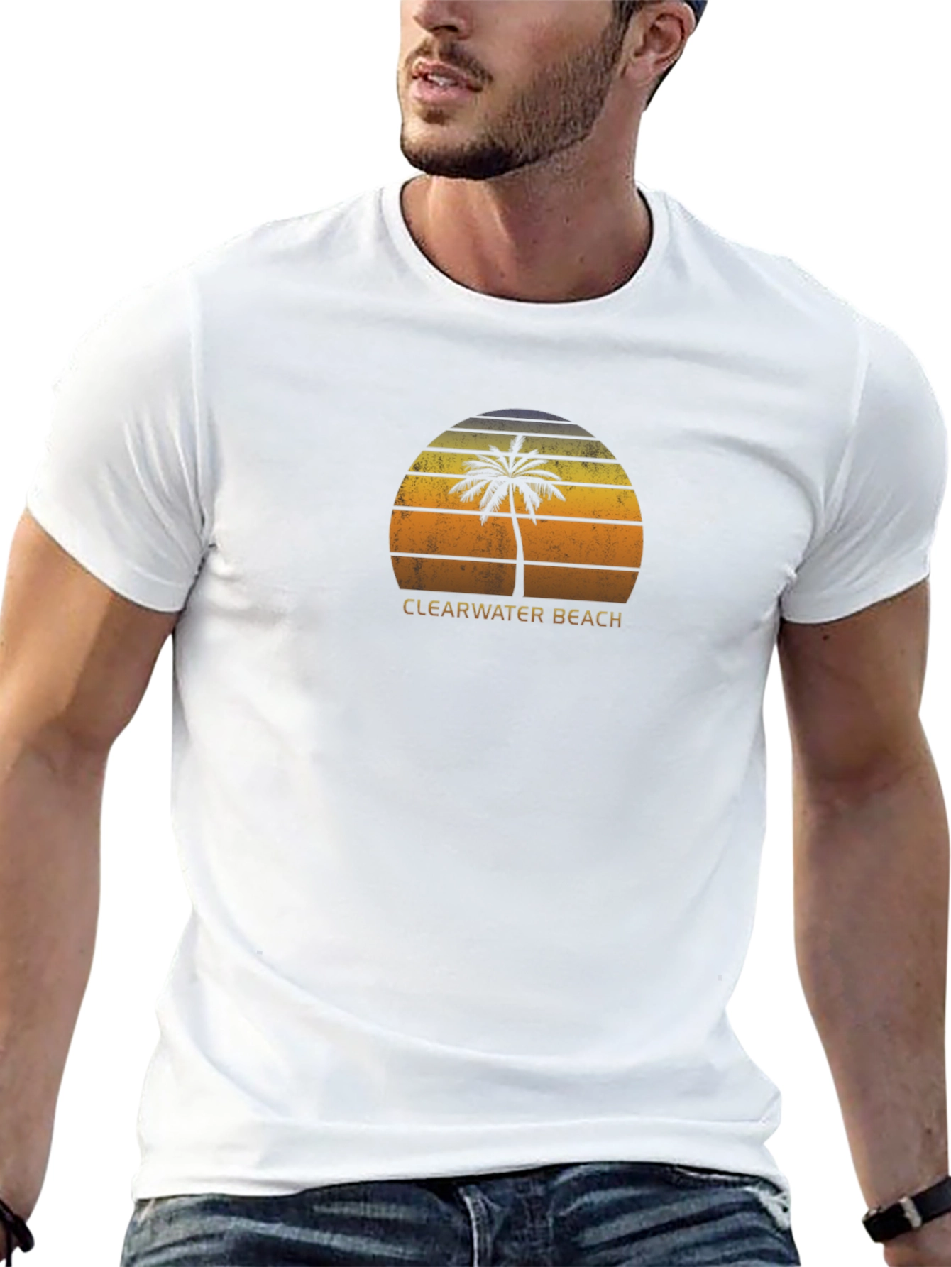 Clearwater Beach Palm Tree Graphic Tee - Retro Style