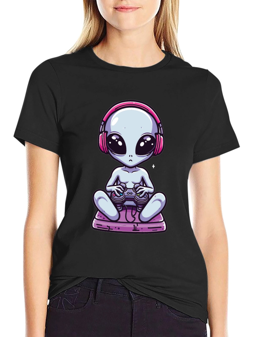 Alien Gamer T-Shirt - Black Cotton Tee