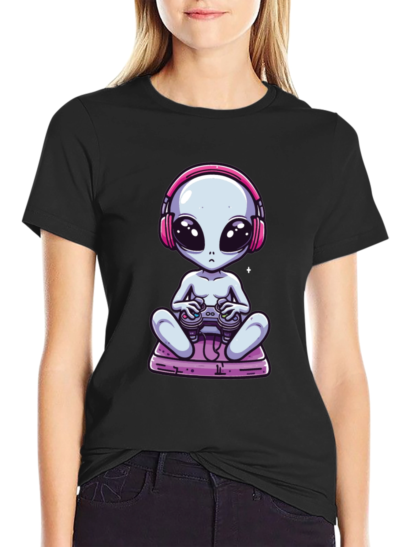 Alien Gamer T-Shirt - Black Cotton Tee