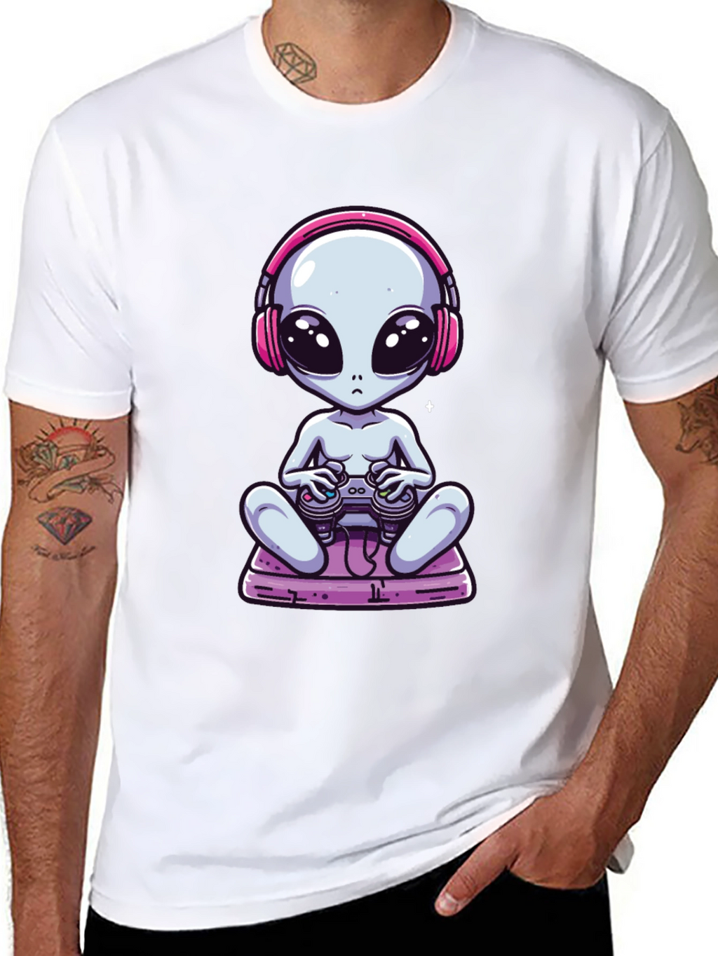 Alien Gamer T-Shirt - Black Cotton Tee
