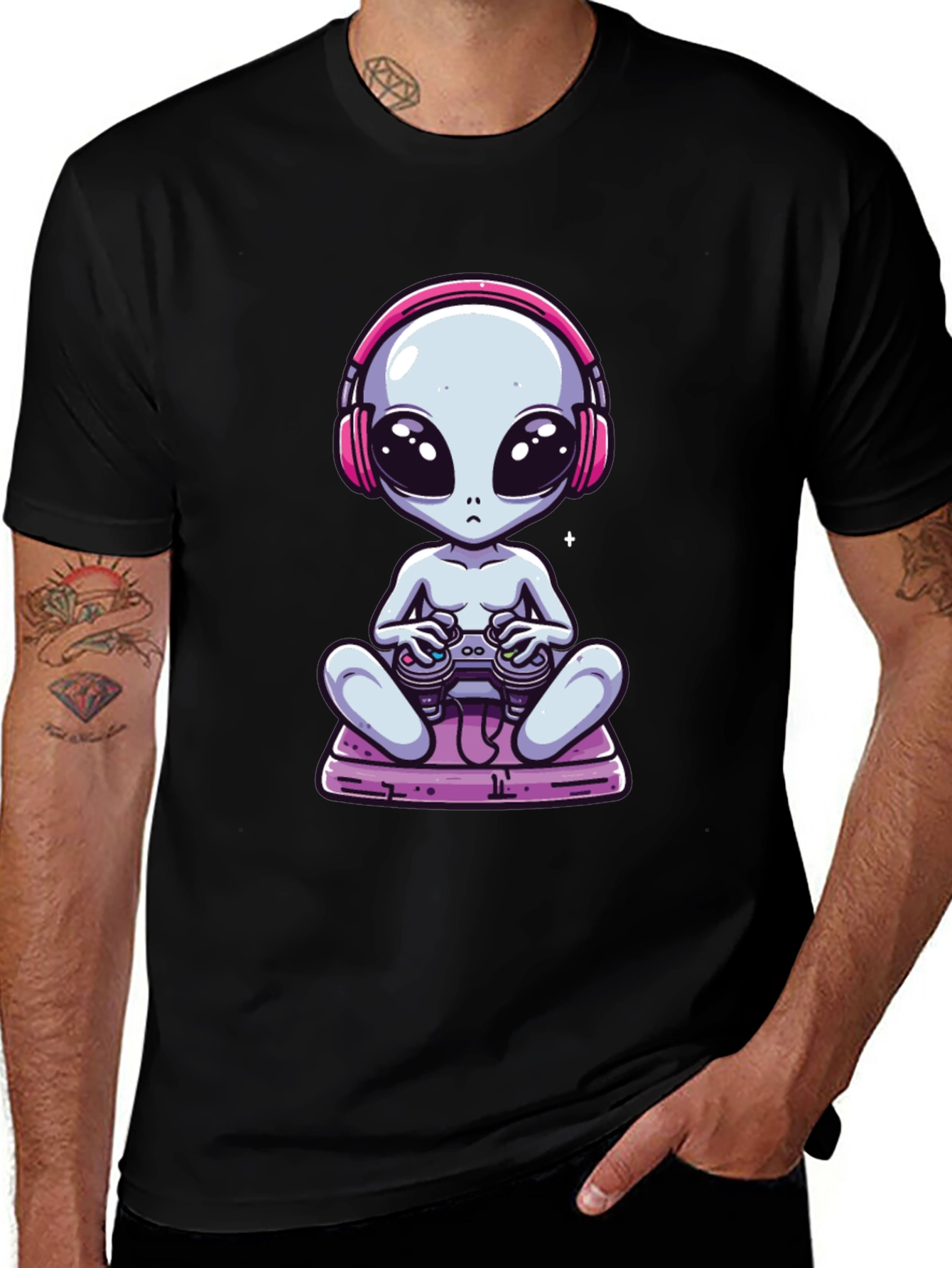 Alien Gamer T-Shirt - Black Cotton Tee